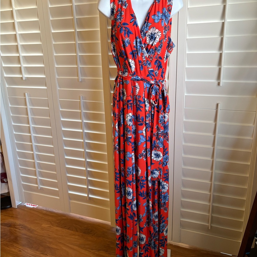 Tommy Hilfiger Red and Blue Floral Maxi Dress